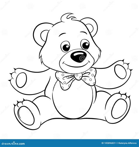 Urso Bonito Dos Desenhos Animados Ilustração Preto E Branco Do Vetor Do