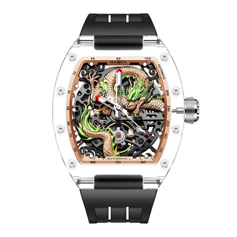 Haofa Montre M Canique Dragon D Pour Homme Existent Creux Transparent