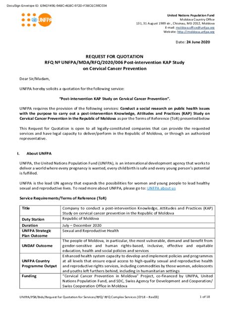 Fillable Online REQUEST FOR QUOTATION RFQ N UNFPA MDA RFQ 2020 Fax