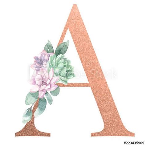 Watercolor Monogram Alphabet Letter R Rose Gold Foil Ilustraci N De