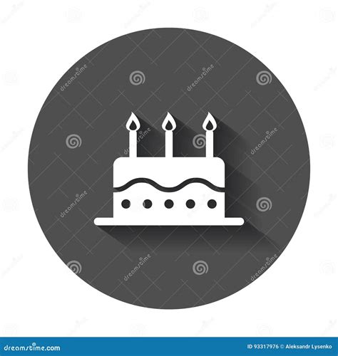 Verjaardagscake Met Kaars Vlak Pictogram Vector Illustratie