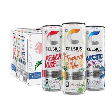 Celsius Essential Energy Drink Sparkling Vibe Variety Pack Zero Sugar