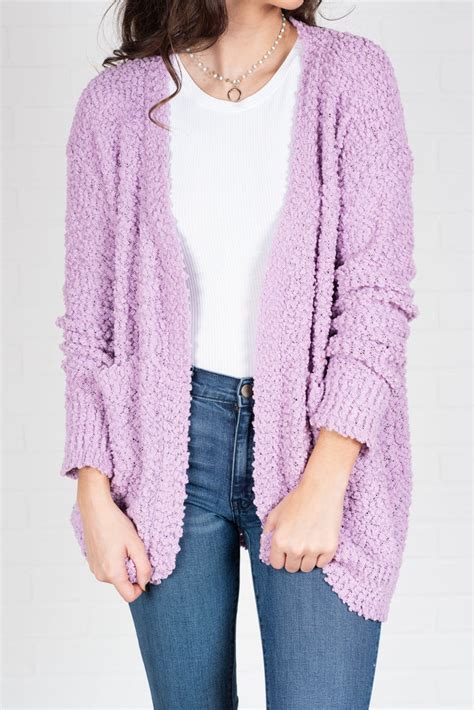 Popcorn Textured Cardigan Lavender The Mint Julep Boutique