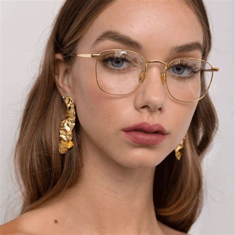 The Simon Square Optical Frame In Yellow Gold C Clear Glasses