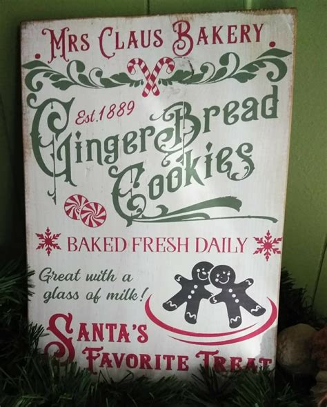 Mrs Claus Bakery Sign Christmas Sign Ginger Bread Sign Etsy