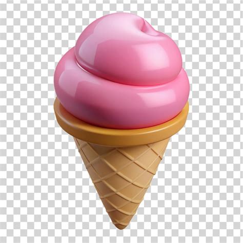 Gelado Rosa 3d Cone De Waffle Isolado Em Fundo Transparente PSD