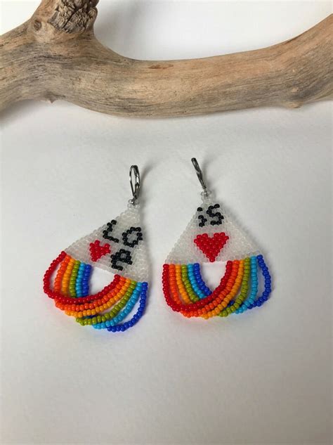 Rainbow Beaded Fringe Earrings Pride Rainbow Mismatched Earrings Love