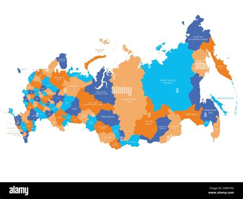 Political map of Russia, or Russian Federation. Federal subjects ...