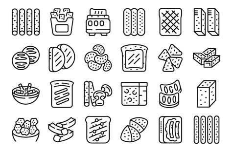 Premium Vector Bread Croutons Icons Set Outline Vector Food Small