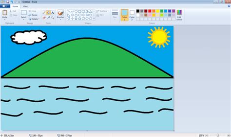 Menggambar Garis Menggunakan Ikon Lines Dan Curve Pada Paint