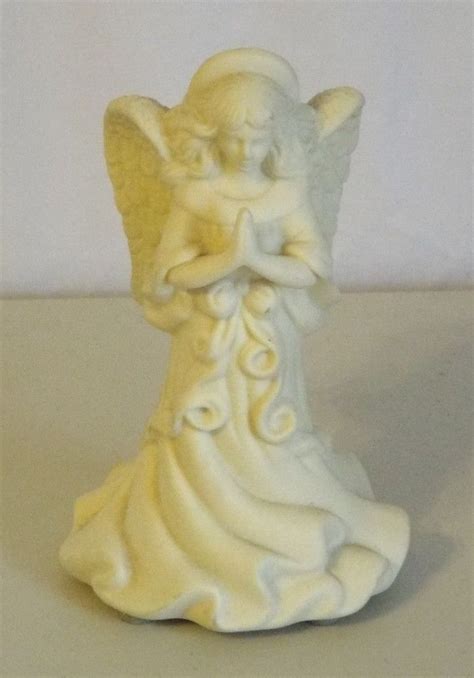 Partylite Praying Angel Pillar Candle Holder Bisque Porcelain