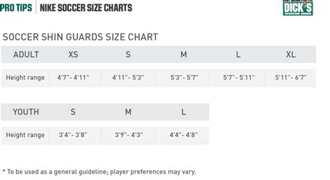 Nike® Soccer Shin Guards Size Chart | PRO TIPS by DICK'S Sporting Goods