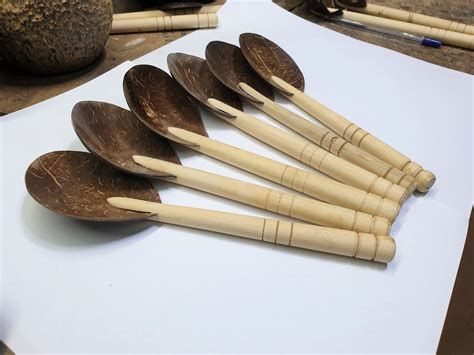 Handmade Coconut Shells Wooden Spoons 20 24 Cooking Spoon Hand