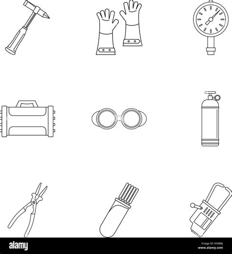 Welder Profession Icon Set Outline Style Stock Vector Image Art Alamy