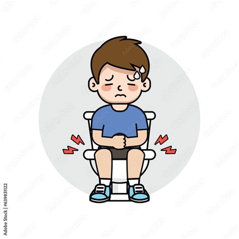Kids Boy Sitting Toilet Seat With Diarrheafood Poisoningstomach Pain