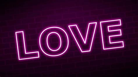 Neon Sign Retro Neon Love Sign On Purple Brick Background Motion