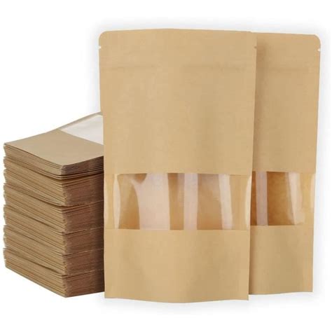 Lot De 200 Sachet Kraft Alimentaire Avec Fenetre 1220CM Sachet Kraft