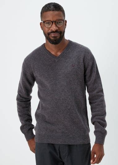 Lincoln Charcoal Lambswool V Neck Jumper Matalan