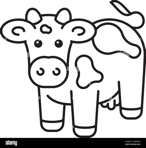 Cute Holstein Cow Outline Icon Cattle Dairy And Agriculture Vector Symbol Stock Vector Image