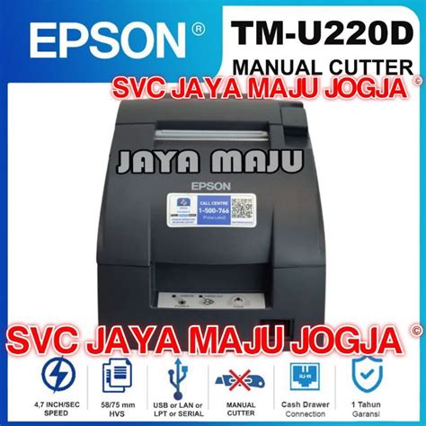 Jual EPSON TM U220 D MANUAL CUTTER USB ETHERNET LAN PARALLEL