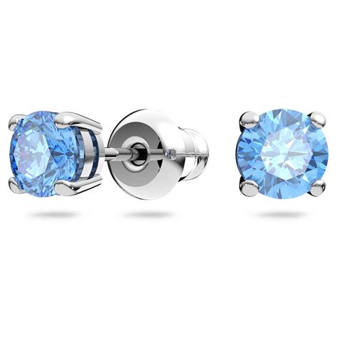 Swarovski Sparkling Dance Set Round Cut Blue Rhodium Plated