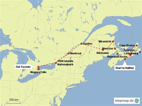 StepMap Kanada Osten Landkarte für Nordamerika