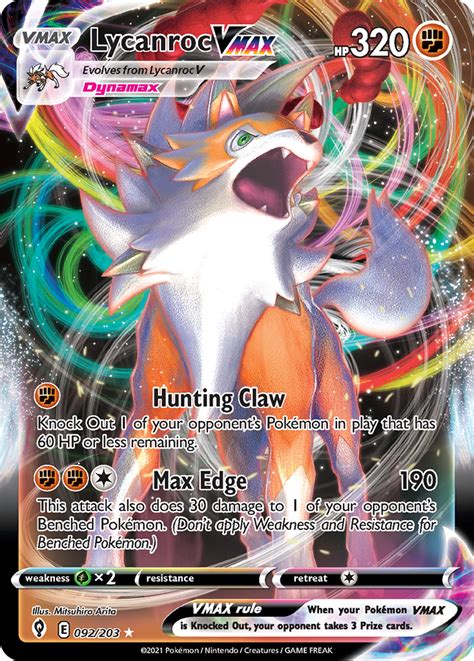 Lycanroc Vmax Evolving Skies Evs Pkmncards