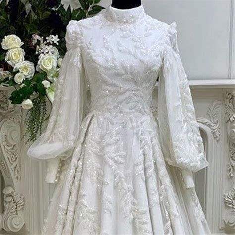 Elegant Muslim Wedding Dress Beaded Lace Bridal Dress Hijab Etsy