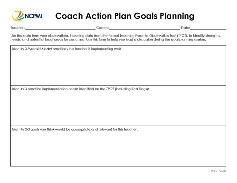 Coach Action Plan Goals Planning National Center For Pyramid Model Innovations