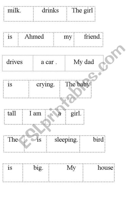 Order Of Sentences Worksheet