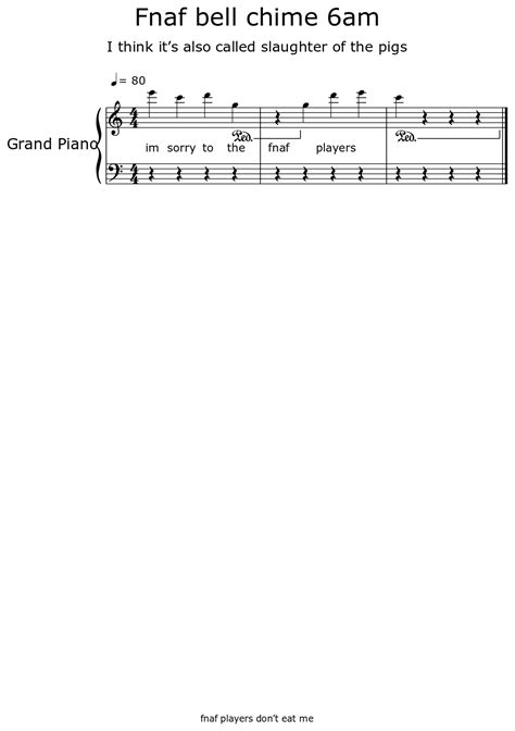 Fnaf Bell Chime 6am Sheet Music For Piano