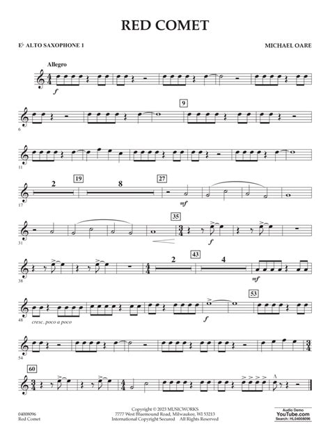 Red Comet Alto Sax 1 By Michael Oare Concert Band Digital Sheet