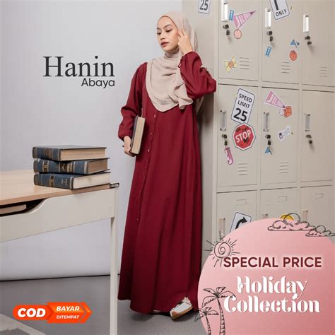 Jual Jilbrave O Label Hanin Abaya Gamis Dress Wanita Casual Crinkle