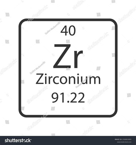 Zirconium Symbol Chemical Element Periodic Table Stock Vector (Royalty ...