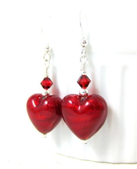 Red Heart Earrings Valentines Day Jewelry Etsy