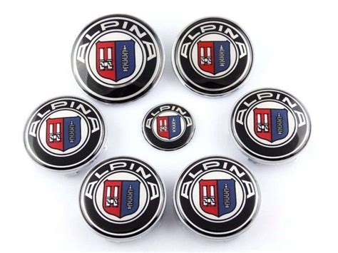 7pcs Alpina Car Hood Trunk Steering Wheels Center Caps Hub Caps Emblem Badge