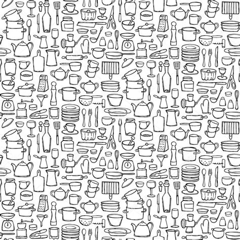 Kitchen Doodle Seamless Pattern Stock Vector KronaLux 129927536