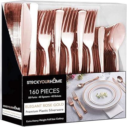 Amazon Rose Gold Plastic Silverware Set Bulk Pack Disposable