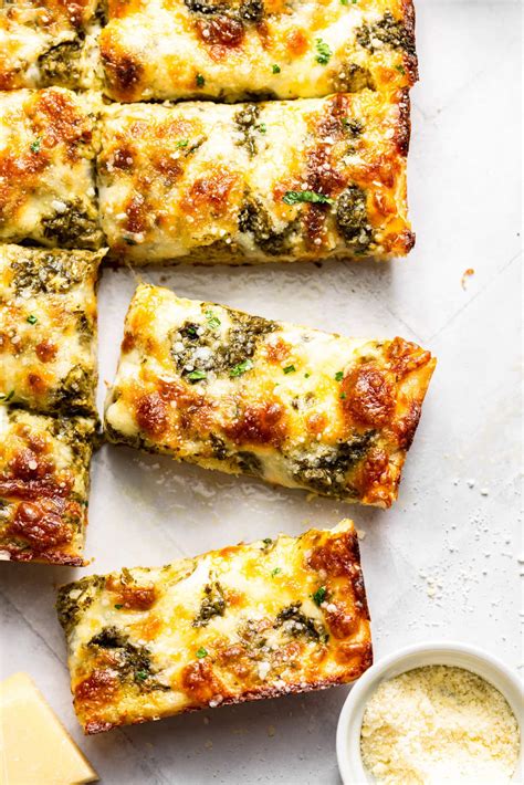 Cheesy Pesto Garlic Bread Mikebakesnyc