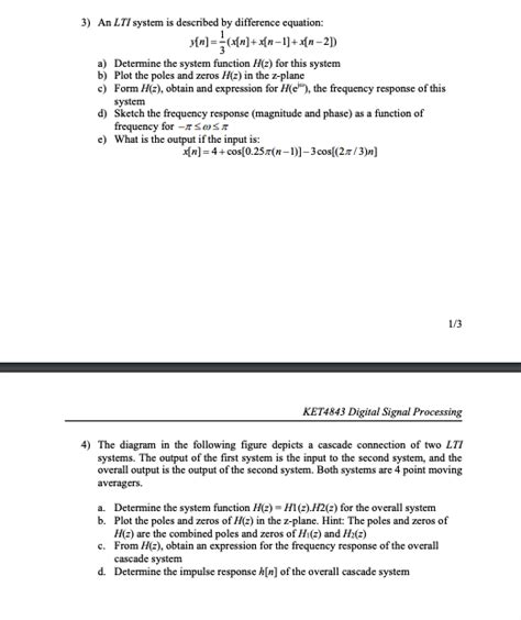 Solved 3 An LTI System Is Described By Difference Equation Chegg