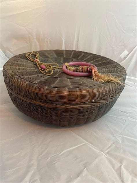 Vintage Chinese Sewing Basket With Glass Bangle Beads And Etsy In