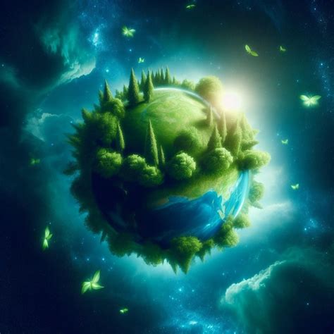 Premium Photo Lush Green Earth Globe Floating As An Island