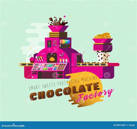 Cartoon Chocolate Factory Vector Illustration. Stock Vector ...