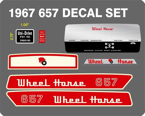 Wheel Horse 607 657 857 1057 1257 1267 Complete Decal Kits With