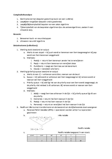 Samenvatting Java Tentamen Complexiteitsanalyse Dominante Termen