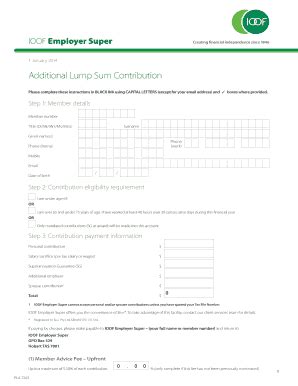 Fillable Online Additional Lump Sum Contribution Ioof Fax Email Print