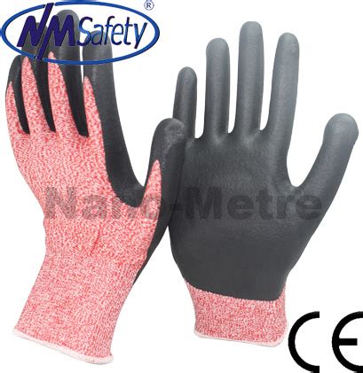 Nmsafety High Quality Pu Coated Cut Resistant Safety Work Gloves Work