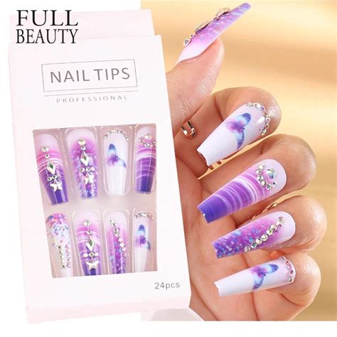 Cheap 24pcs Detachable Ballerina False Nails Wearable Fake Nails Full