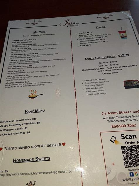 Menu Of Js Asian Street Food In Tallahassee Fl 32301