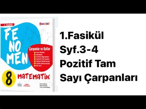 8 SINIF FENOMEN 1 FASİKÜL S 3 4 POZİTİF TAM SAYI ÇARPANLARI YouTube